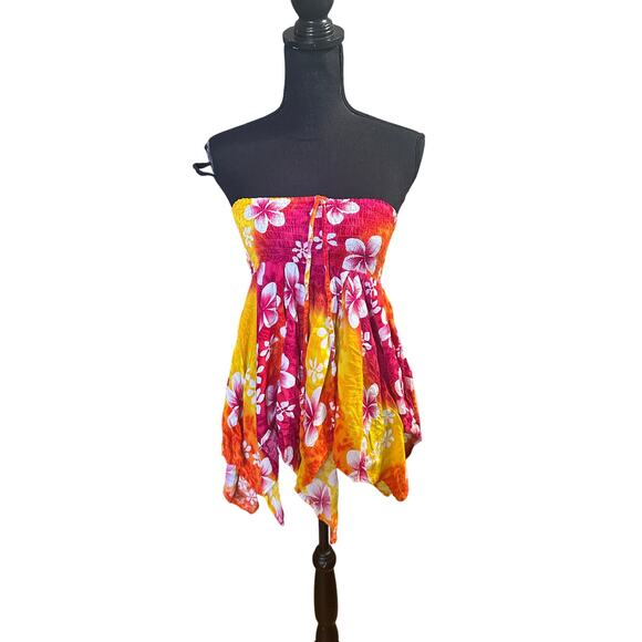 Coco Beach Hawaii Tropical Strapless Top - Picture 1 of 6